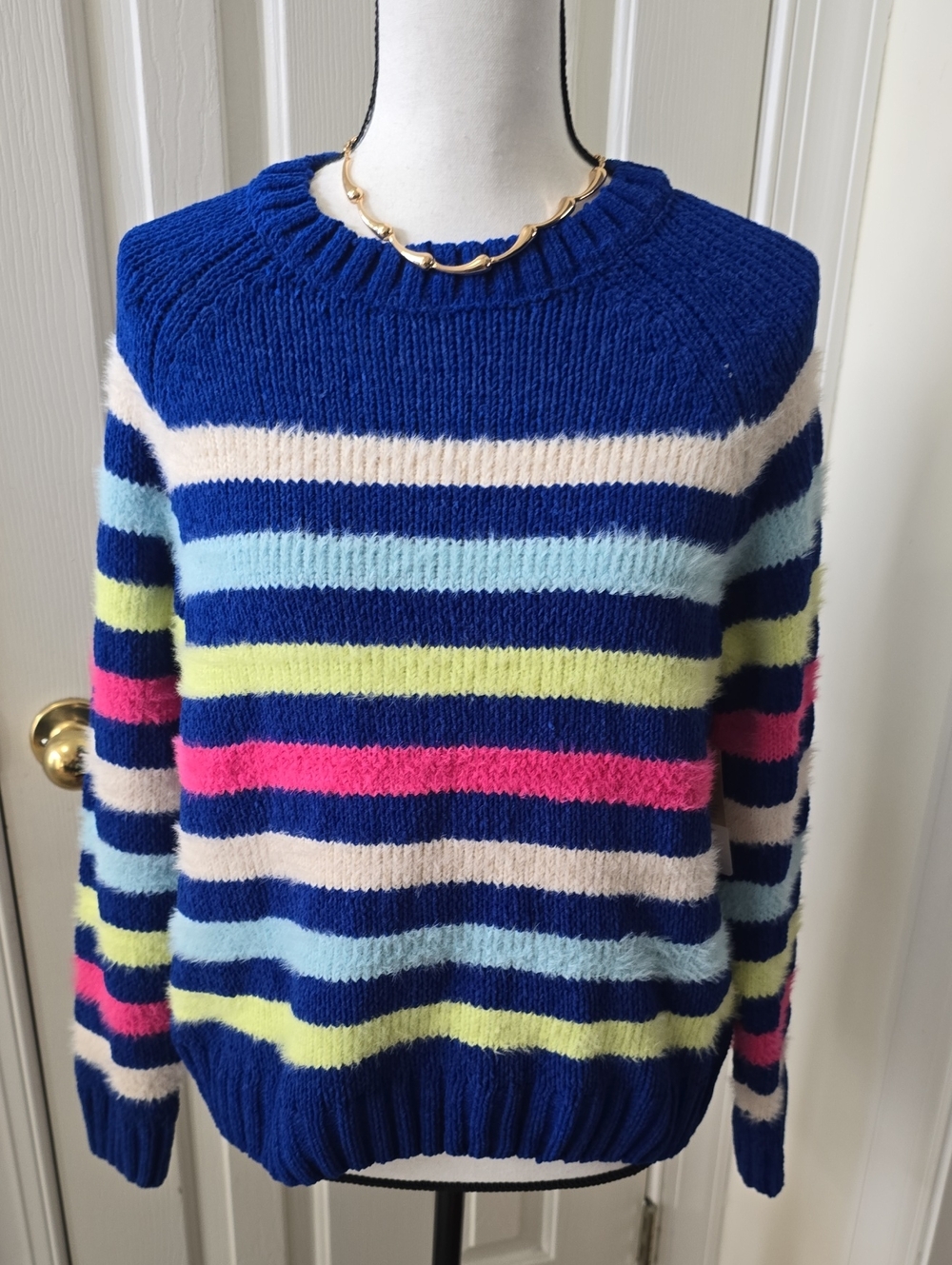 Thereabouts Brand Girl's Plus Blue Multi Stripes Knit Sweater Size XL (18.5P)